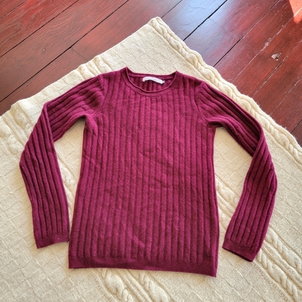 Nordstrom Harper Lane Cashmere Ribbed Knit Sweater Wine Burgundy size XS/S